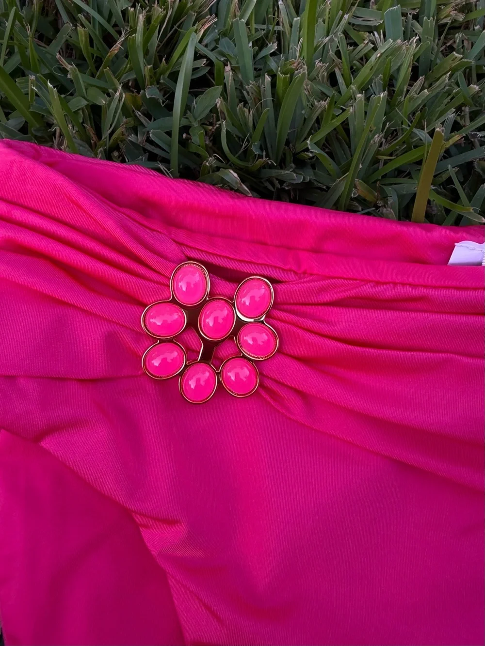 Trina Turk Monaco Solids High Waist Bikini Bottom Geranium Pink Size 6 NWT